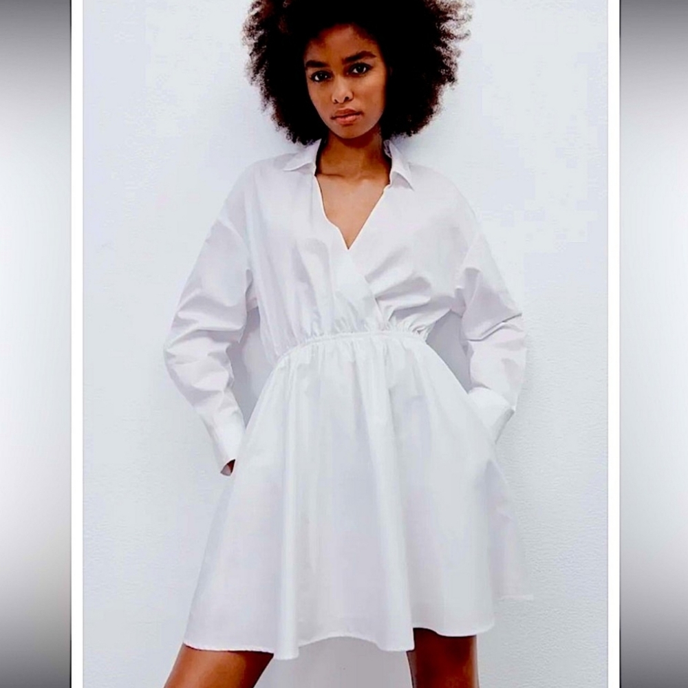 SOLD - Zara white poplin dress